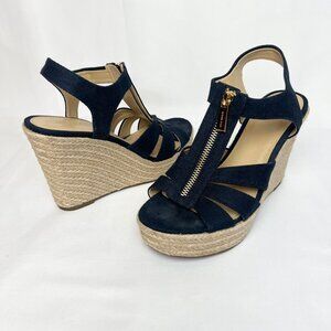 Michael Kors Shoes Womens Berkley Woven Wedge Platform Sandal Navy Size US 7.5M